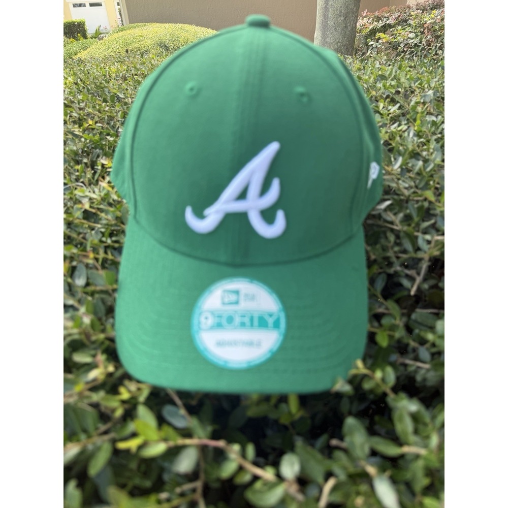 NEW Atlanta Braves Kelly Green‎ White New Era 9Forty Adjustable Hat Cap